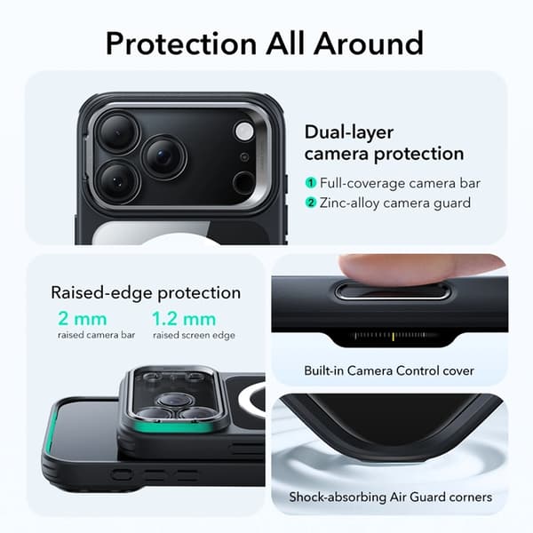 ESR Telefontaske til iPhone 17 Pro Max Magsafe Kickstand Classic Hybird Sort Svart