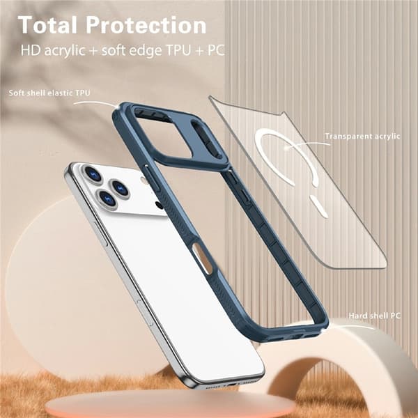 Mobilskal till iPhone 17 Pro Max MagSafe TPU + PC Clear - Blå Blå