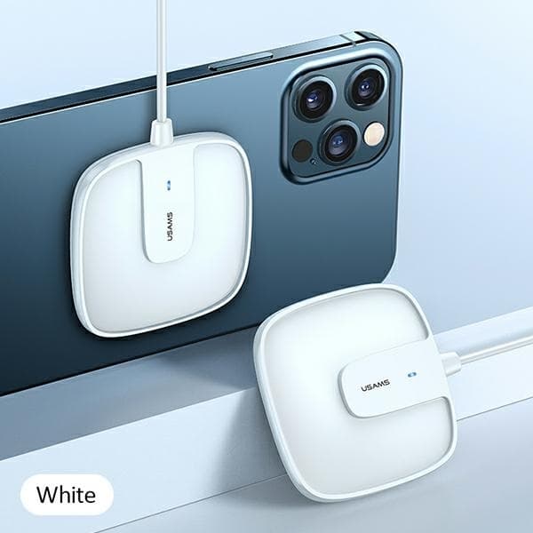 USAMS Induktionsladdare US-CD159 Magnetisk W1 15W iPhone 12 - Vit