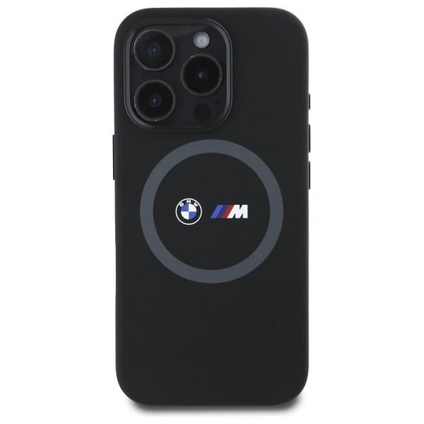 BMW Mobilskal till iPhone 16 Pro Max MagSafe Silikon Printed Ring - Svart Svart