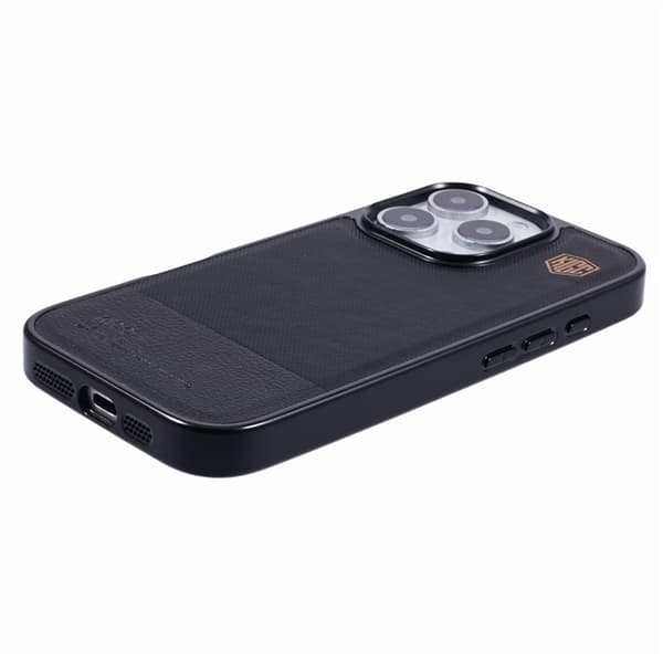 KIGC Mobilskal till iPhone 16 Pro Electroplating PC + TPU + PU Svart