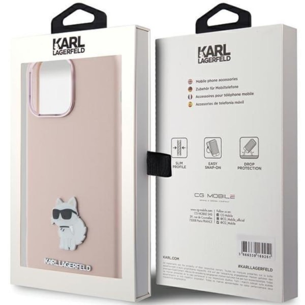 KARL LAGERFELD iPhone 15 Mobilskal Silikon Choupette Metal Pin