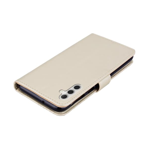 Plånboksfodral för Samsung Galaxy S26 Konstläder med handledsrem - Guld