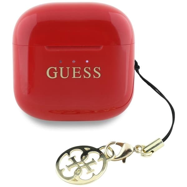 Guess TWS In-Ear Hörlurar Glossy Effect Printed Logo & Charm - Röd Röd