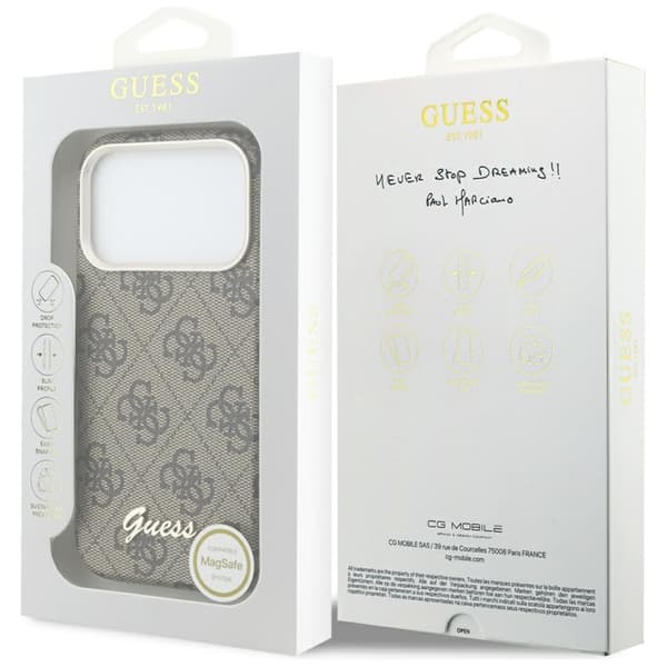 Guess telefontaske til iPhone 17 Pro MagSafe 4G Script - Brun Brun