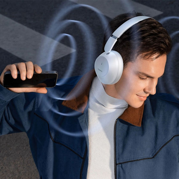 Baseus On-Ear Trådlösa Hörlurar Bluetooth 5.3 - Vit Vit