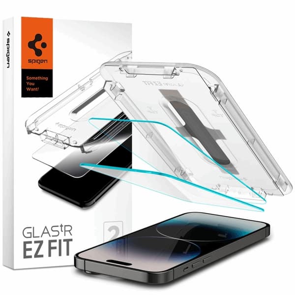 Spigen iPhone 14 Pro Härdat Glas Skärmskydd Ez-Fit 2-Pack - Clear Transparent