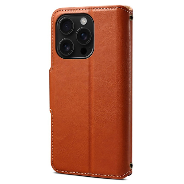 DENIOR iPhone 16 Pro Plånboksfodral Konstläder Brun