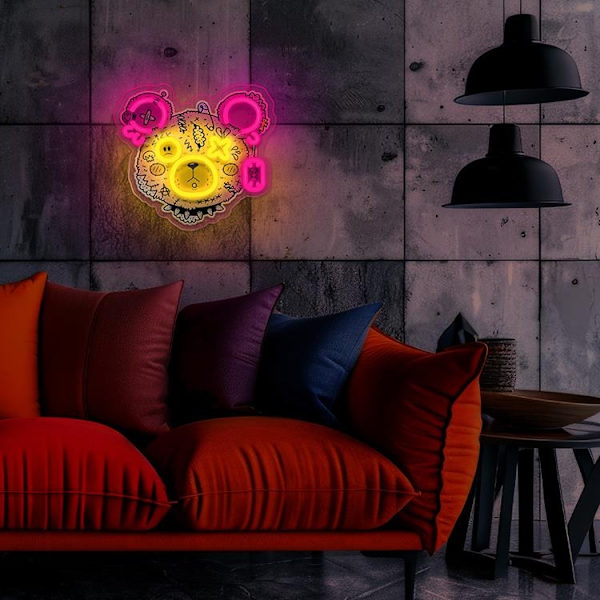 Forever Light Neon ART LED PUNK TEDDY BEAR FLA01 - Rosa/Gul