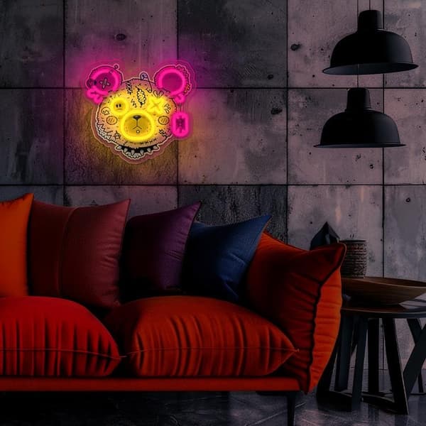 Forever Light Neon ART LED PUNK TEDDY BEAR FLA01 - Rosa/Gul Gul