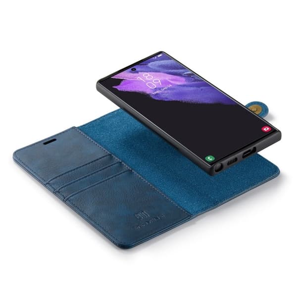 DG.MING Samsung Galaxy S23 Ultra Äkta Läder Plånboksfodral Blå