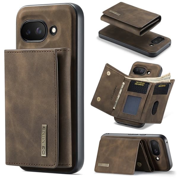 DG.MING M1 Series Mobilskal till Google Pixel 9a Kickstand PU - Brun