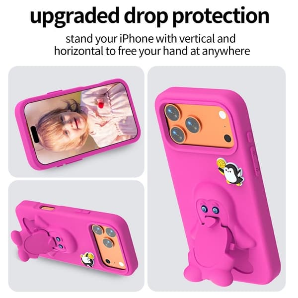Penguin Mobilskal till iPhone 17 Pro Kickstand Stöttålig EVA - Rosa