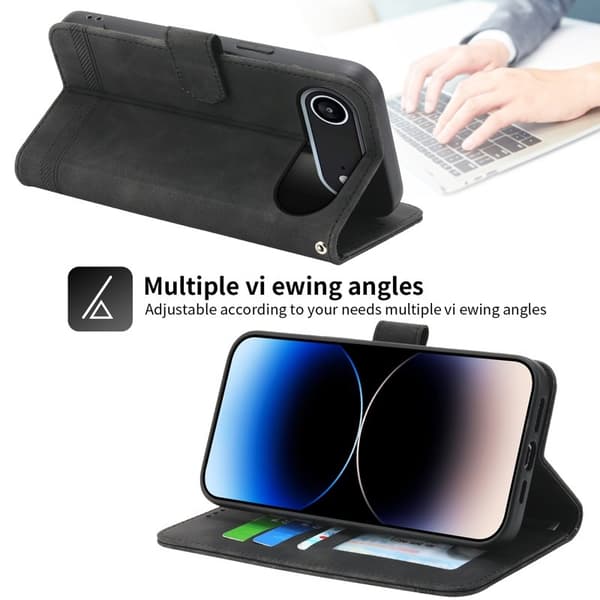 DIERFENG DF-03 Plånboksfodral för iPhone Air Konstläder - Svart