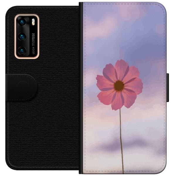 Plånboksfodral till Huawei P40 med Rosa blomma