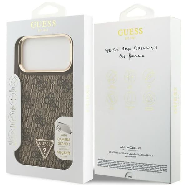 Guess Mobilskal till iPhone 17 Pro Max MagSafe Triangle Logo & Stand Brun