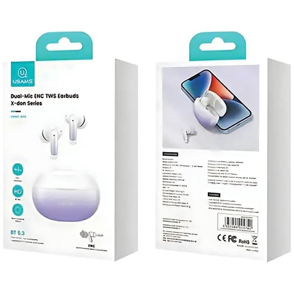 USAMS X-don ENC Bluetooth Hörlurar 5.3 TWS - Lila