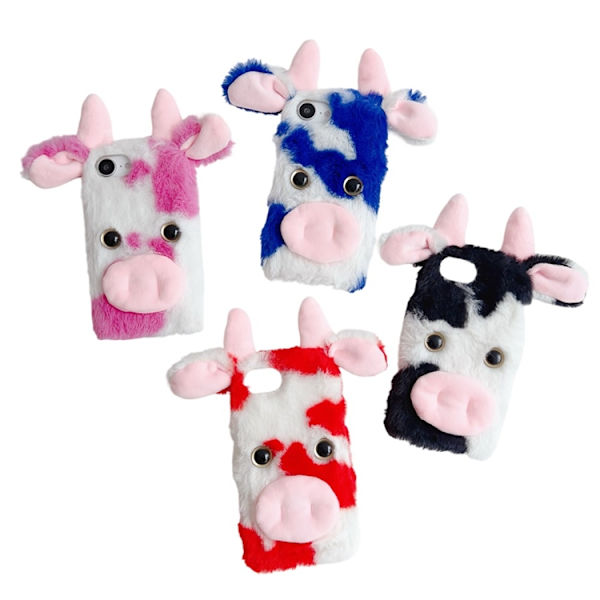 Mobilskal till iPhone 16e Fluffy Cute Cow Plush TPU - Blå Blå