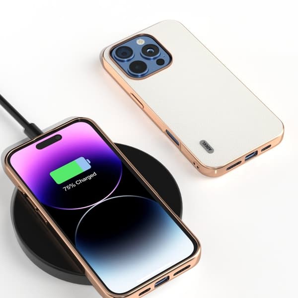 ABEEL Mobilskal till iPhone 16 Pro Max Äkta Läder Vit