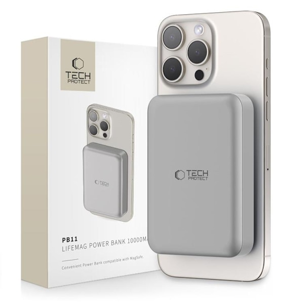 Tech-Protect Magsafe Trådløs Powerbank 10000mAh - Titanium