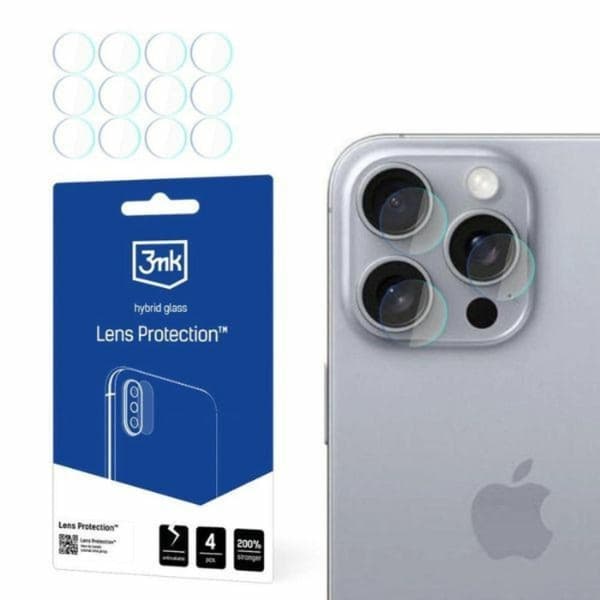 3mk iPhone 16 Pro Max kameralinsedæksel - gennemsigtig Transparent