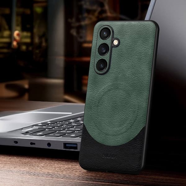 SULADA Magnetic Series Mobilskal till Galaxy S24+ Läder Grön