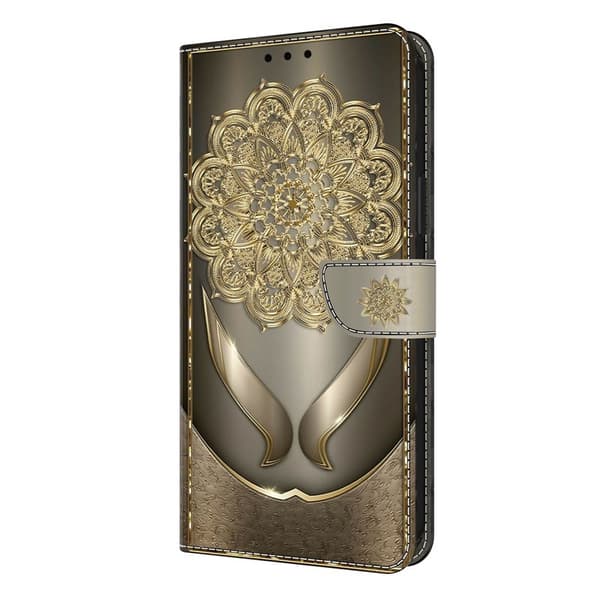 Samsung Galaxy S26 Plus Plånboksfodral Mönstertryck Konstläder Flip Ställ - Guld