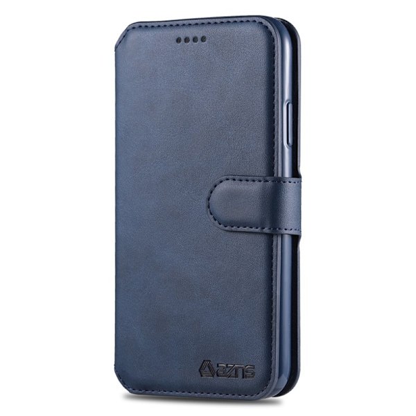 AZNS Leather Stand Konstläder Plånboksfodral för iPhone 12 Pro - Blå