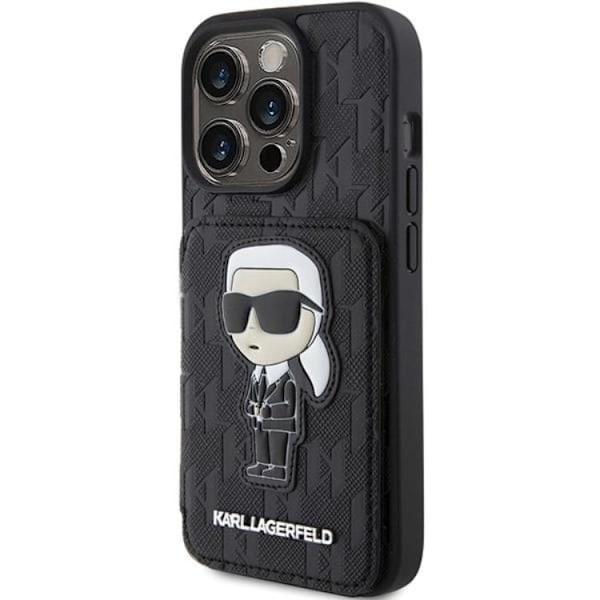 Karl Lagerfeld iPhone 15 Pro Mobilskal Korthållare Stativ Svart