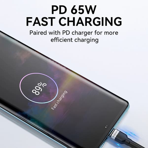 Wozinsky USB-C till USB-C kabel PD 65W 2m - Svart Svart