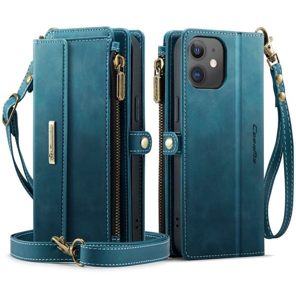 CASEME Plånboksfodral för iPhone 12 mini Konstläder Grön