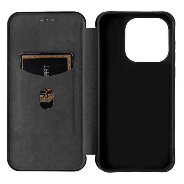 OnePlus 15 Plånboksfodral Carbon Fiber Drop-Proof Konstläder Svart