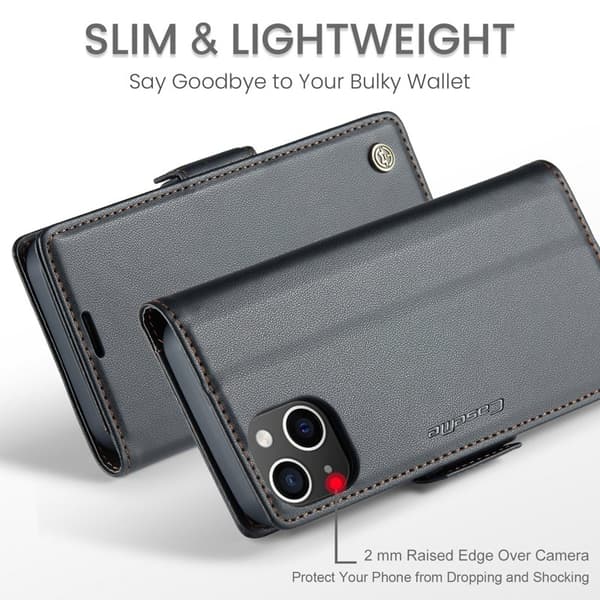 CASEME iPhone 13 Plånboksfodral Konstläder RFID-Skydd Svart
