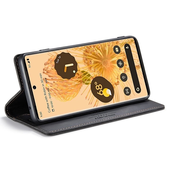 AUTSPACE A01 Google Pixel 6 Pro Plånboksfodral Konstläder - Svart