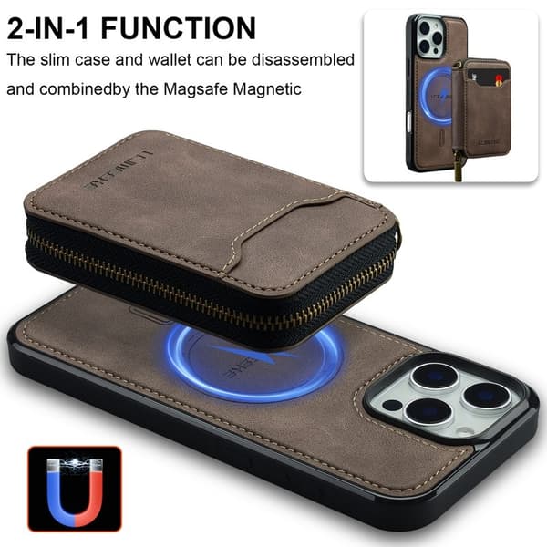 LC.IMEEKE L6 iPhone 15 Pro Max Plånboksfodral Konstläder - Brun
