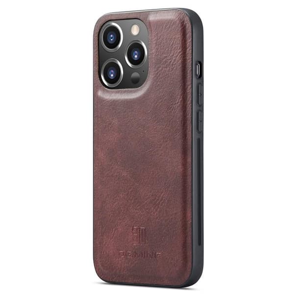 DG.MING iPhone 15 Pro Max lompakkokotelo Aito nahka 2in1 - Punainen Röd