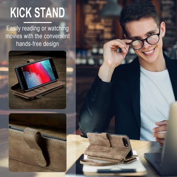 CASEME C30 Plånboksfodral för iPhone 6 Plus/6s Plus - Brun Konstläder