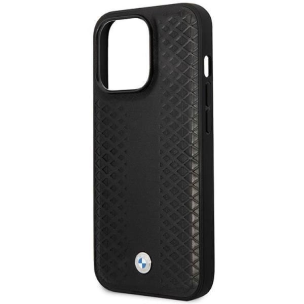 BMW iPhone 14 Pro Magsafe Læder Mobiltaske Diamond - Sort