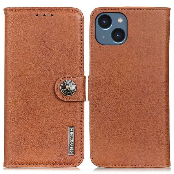 KHAZNEH iPhone 14 Wallet Case Retro - ruskea