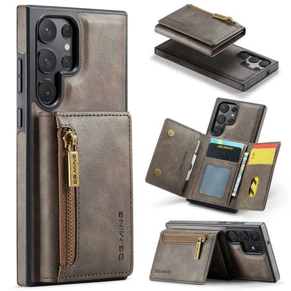 DG.MING Plånboksfodral för Samsung Galaxy S22 Ultra 5G - Brun