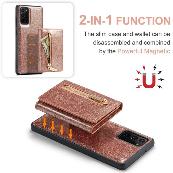 DG.MING M3 Series Plånboksfodral för Samsung Galaxy Note20 5G - Roséguld