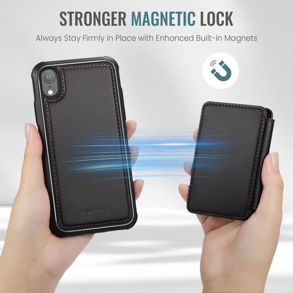 JEEHOOD J05 Mobilskal till iPhone XR Läder MobilSvart