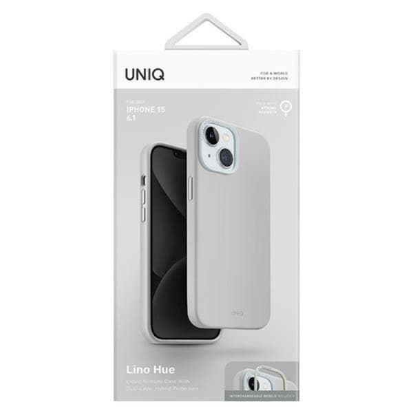 UNIQ iPhone 15 Mobilskal Magsafe Lino Hue - Lysegrå Grå