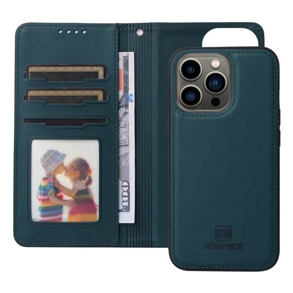 BETOPNICE iPhone 13 Pro Max Plånboksfodral - Detachable Konstläder- Blå
