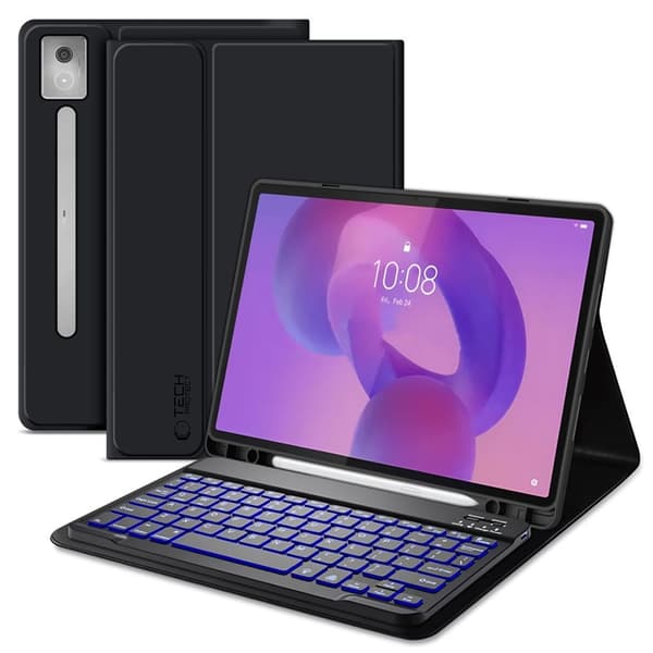 Tech-Protect Lenovo Idea Tab Pro-taske med engelsk tastatur Svart