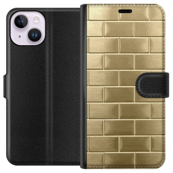 Plånboksfodral till Apple iPhone 15 med Gyllene Murstenar