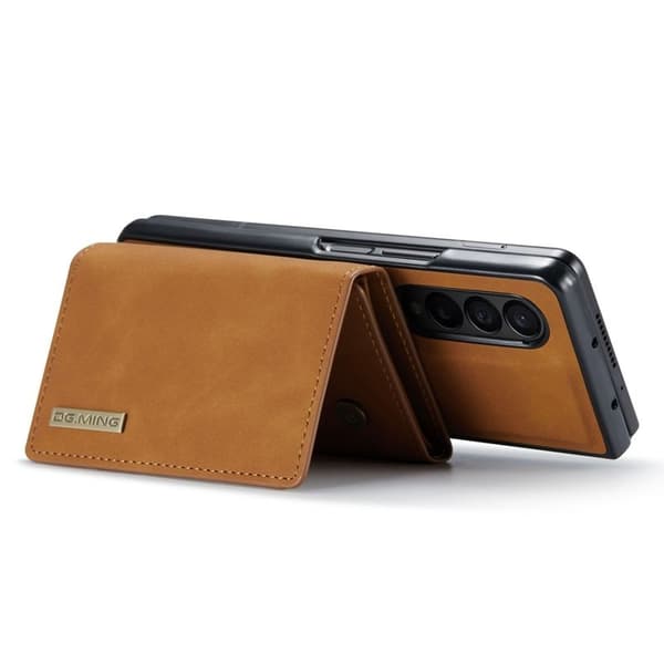 DG.MING Konstläder Plånboksfodral för Samsung Galaxy Z Fold4 5G - Brun