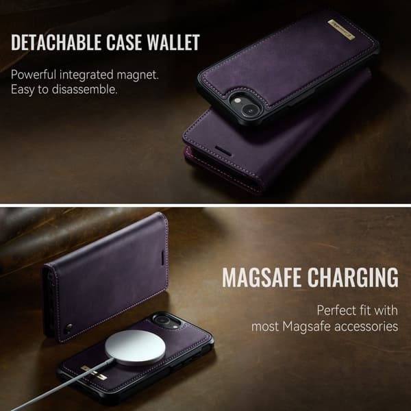 CASEME C49 Mobilskal till iPhone 16e MagSafe RFID Blocker Lila