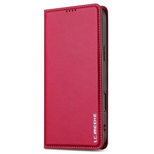 LC.IMEEKE L1 Series iPhone 16 Pro Max Plånboksfodral Konstläder - Röd