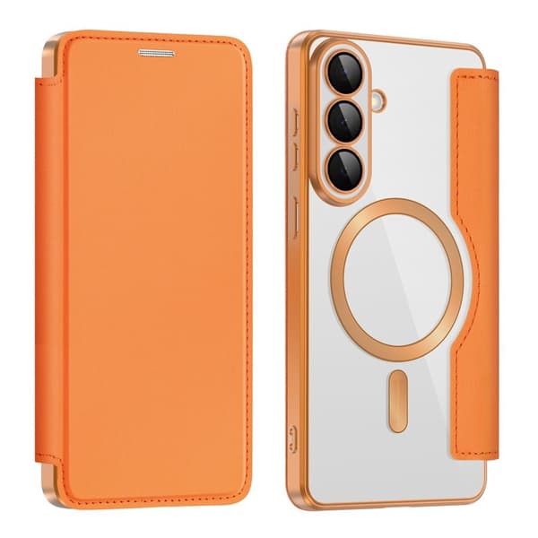 Mobilskal för Samsung Galaxy S26 Magnetiskt Konstläder RFID - Orange